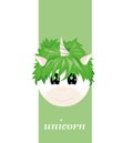 Emoji - unicorn. Icons web on white and green background.